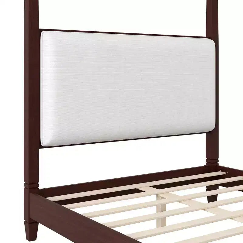 Letto a piattaforma moderno con baldacchino e testiera imbottita
