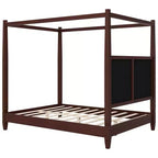 Letto a piattaforma moderno con baldacchino e testiera imbottita