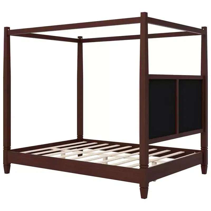 Letto a piattaforma moderno con baldacchino e testiera imbottita