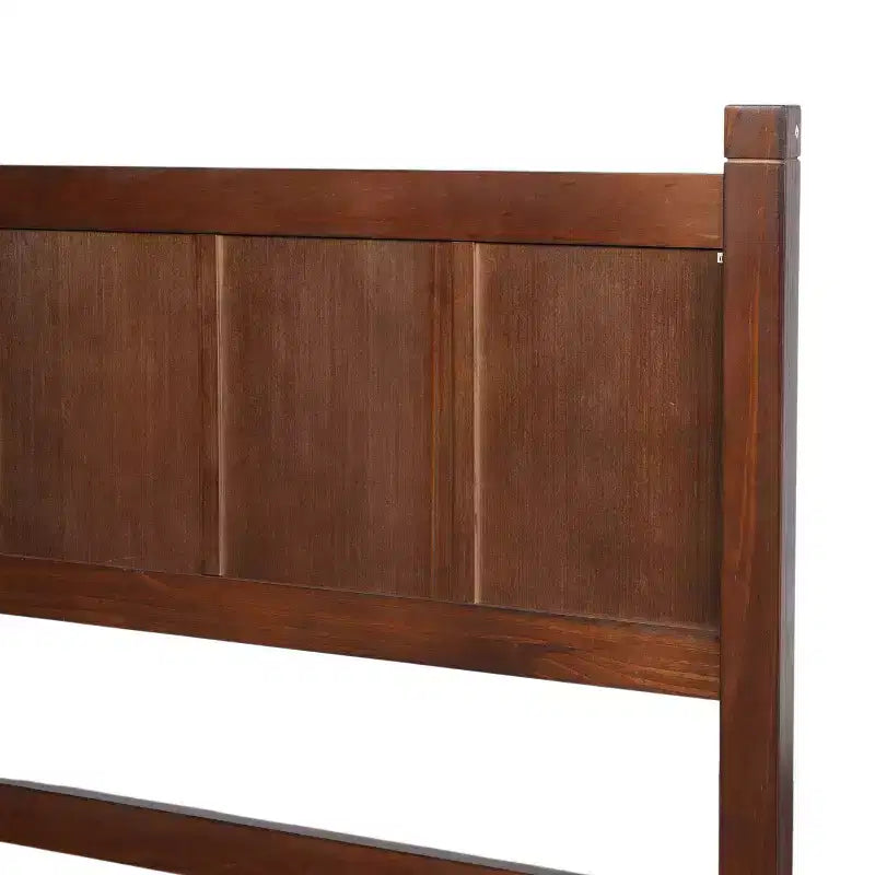 Letto a piattaforma Queen con pannello piatto, testiera e pediera – Grana del legno Noce scuro