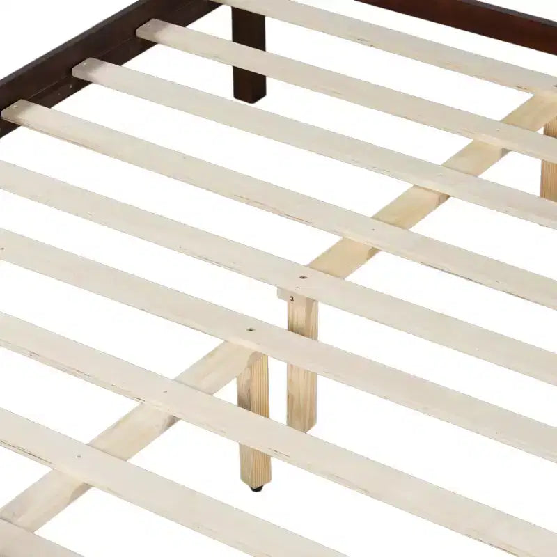 Letto a piattaforma Queen con pannello piatto, testiera e pediera – Grana del legno Noce scuro