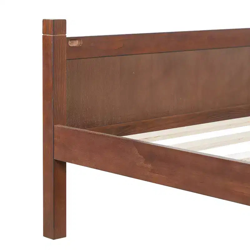 Letto a piattaforma Queen con pannello piatto, testiera e pediera – Grana del legno Noce scuro