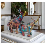 Statuetta di Elefante in Resina Colorata, Stampa a Trasferimento d'Acqua, Decorazione Domestica