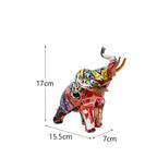 Statuetta di Elefante in Resina Colorata, Stampa a Trasferimento d'Acqua, Decorazione Domestica