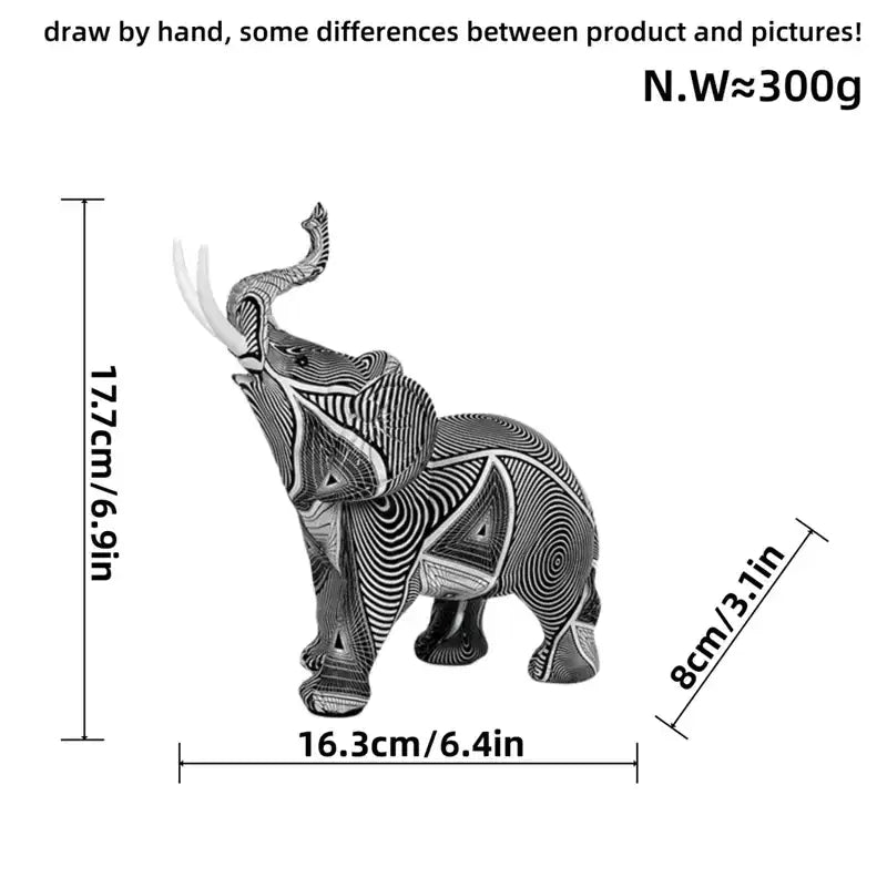 Statuetta di Elefante in Resina Colorata, Stampa a Trasferimento d'Acqua, Decorazione Domestica