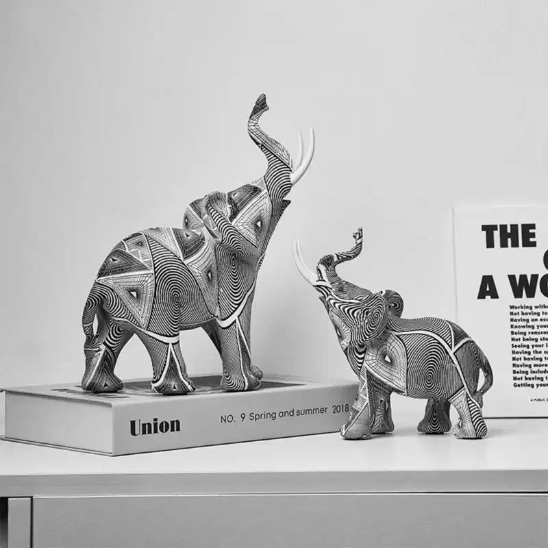 Statuetta di Elefante in Resina Colorata, Stampa a Trasferimento d'Acqua, Decorazione Domestica