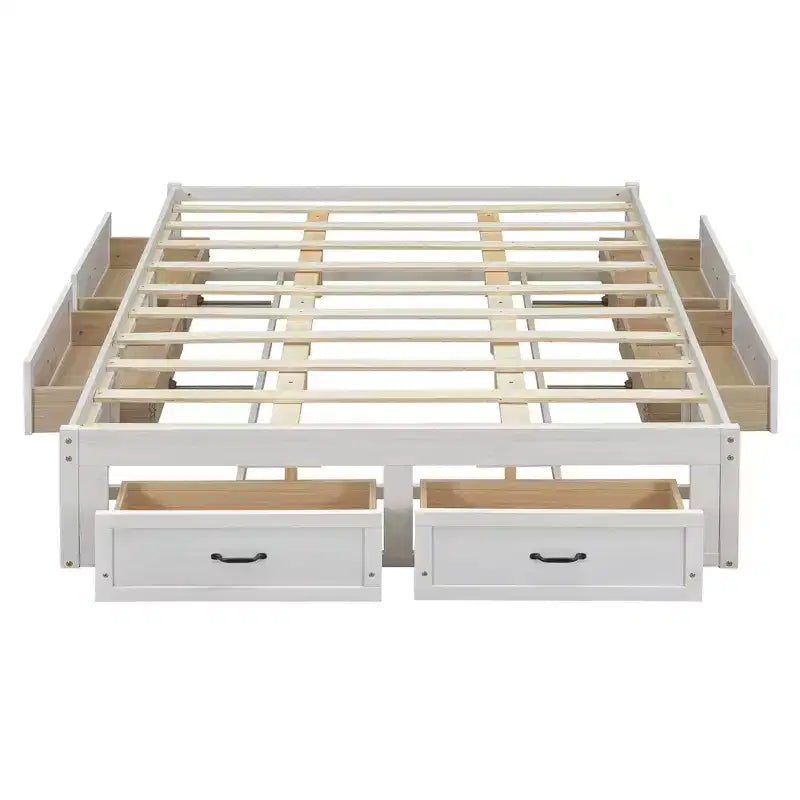 Letto a piattaforma matrimoniale in legno con 6 cassetti contenitore