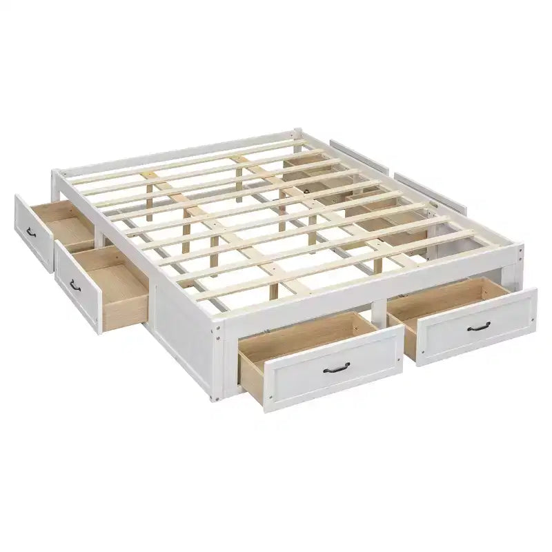 Letto a piattaforma matrimoniale in legno con 6 cassetti contenitore