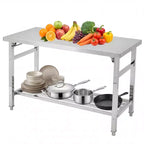 60 X 24 Stainless Steel Folding Table, Heavy Duty Commercial Kitchen Prep with Adjustable Under Shelf, 2 Tier Metal Worktable for Kitchen