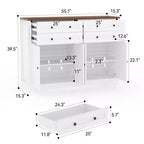 Credenza a Buffet da 55 Pollici con 4 Ante e 4 Cassetti