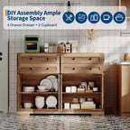 Credenza a Buffet da 55 Pollici con 4 Ante e 4 Cassetti