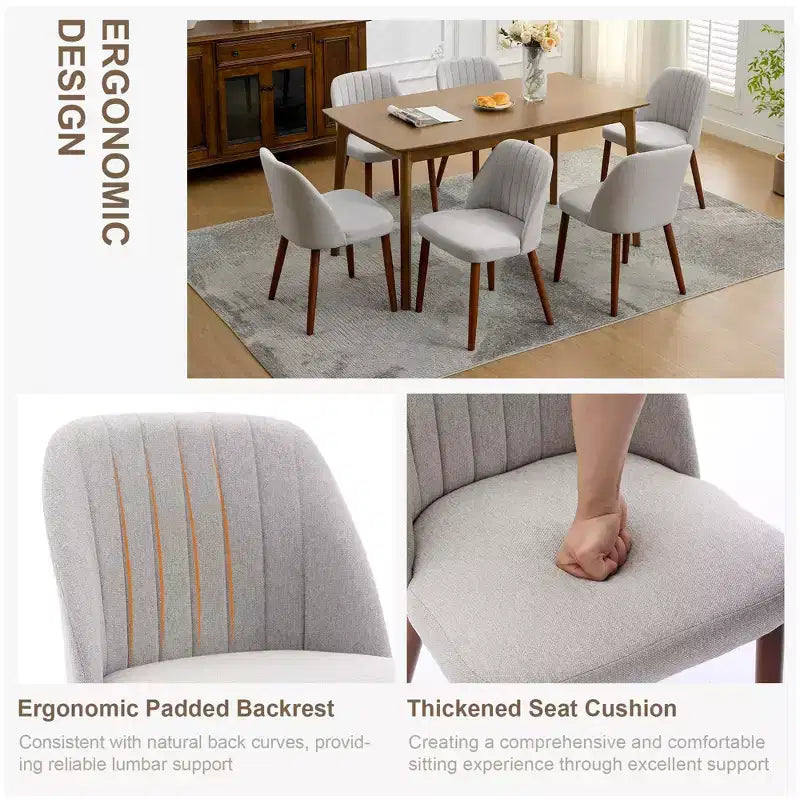 Set di 2 sedie da pranzo imbottite con gambe in legno