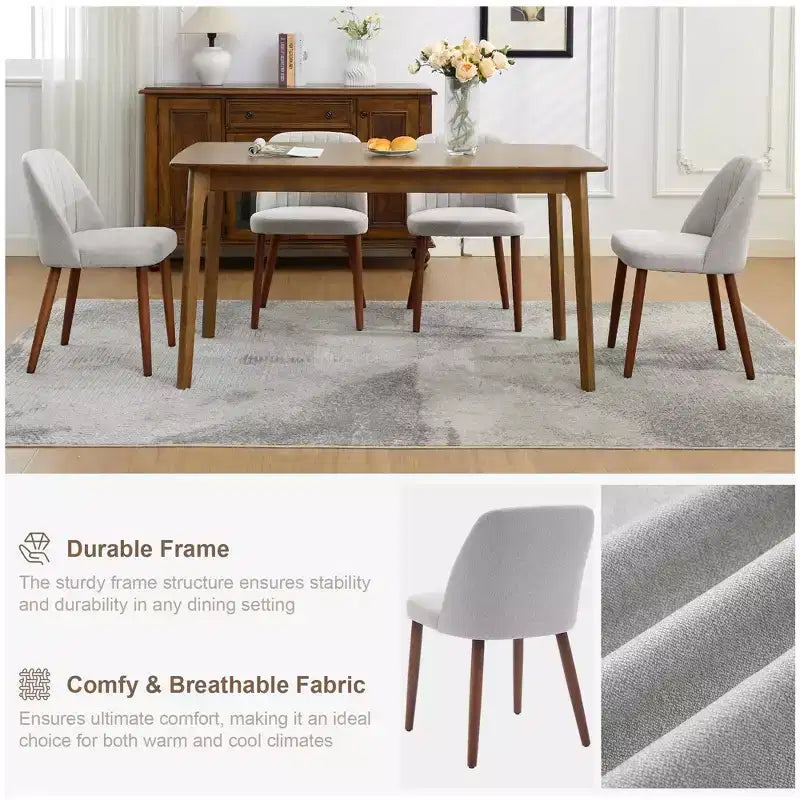 Set di 2 sedie da pranzo imbottite con gambe in legno