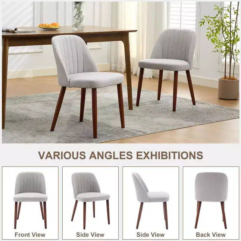 Set di 2 sedie da pranzo imbottite con gambe in legno