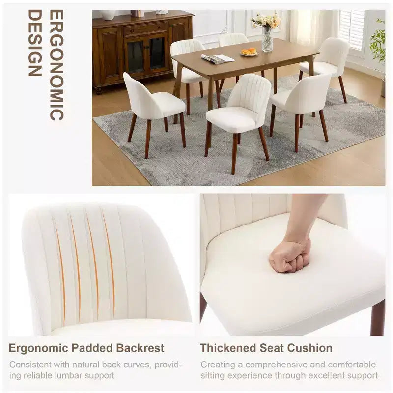 Set di 2 sedie da pranzo imbottite con gambe in legno