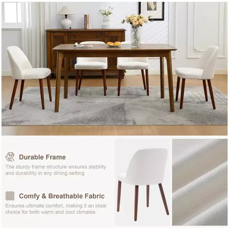 Set di 2 sedie da pranzo imbottite con gambe in legno