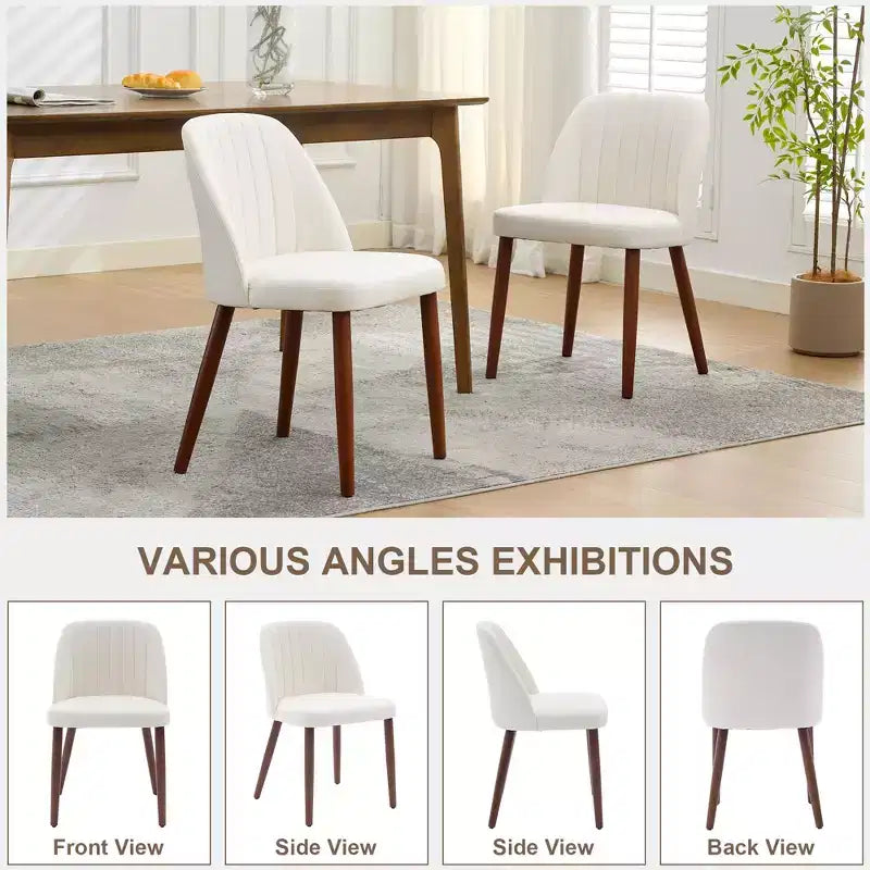 Set di 2 sedie da pranzo imbottite con gambe in legno