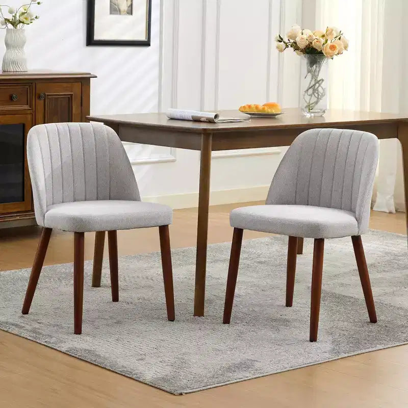 Set di 2 sedie da pranzo imbottite con gambe in legno