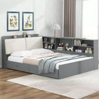 FAMYYT Full Size Platform Bed?With Storage Headboard, Shelves and 2 Drawers, Easy Assembly