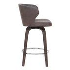 Sgabello da bar girevole rotondo da 26" in similpelle con schienale basso – Marrone