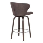 Sgabello da bar girevole rotondo da 26" in similpelle con schienale basso – Marrone