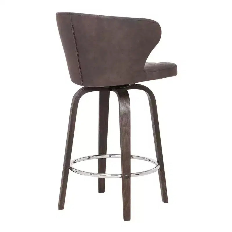 Sgabello da bar girevole rotondo da 26" in similpelle con schienale basso – Marrone
