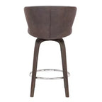 Sgabello da bar girevole rotondo da 26" in similpelle con schienale basso – Marrone