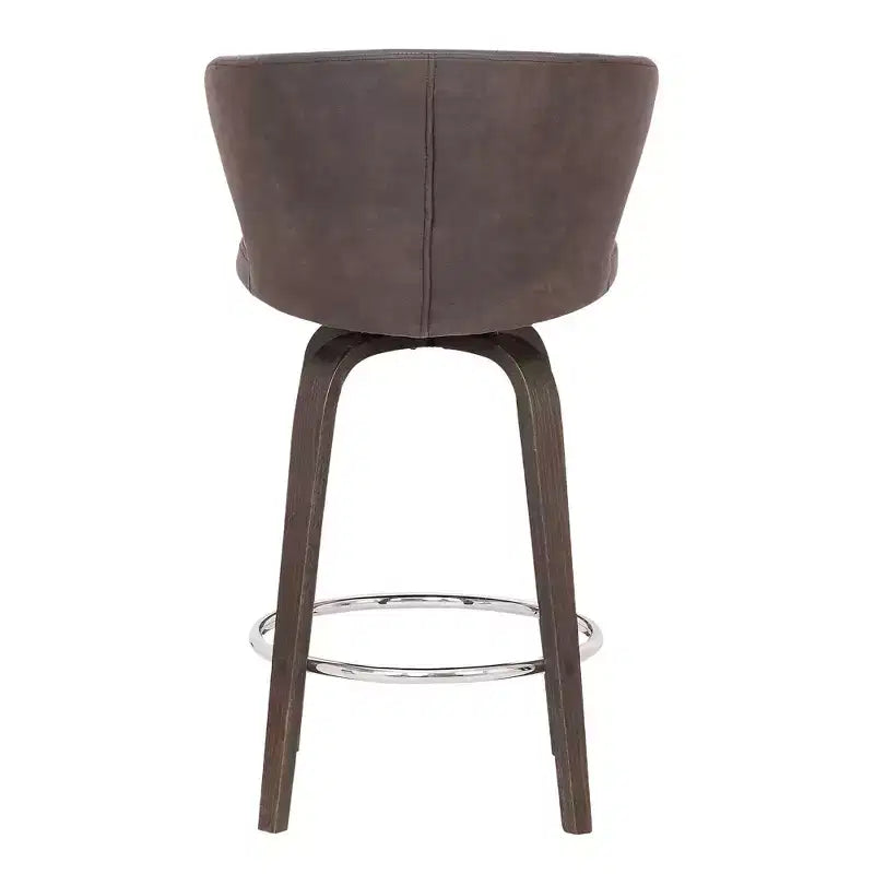 Sgabello da bar girevole rotondo da 26" in similpelle con schienale basso – Marrone
