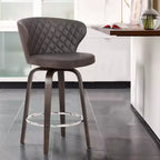 Sgabello da bar girevole rotondo da 26" in similpelle con schienale basso – Marrone