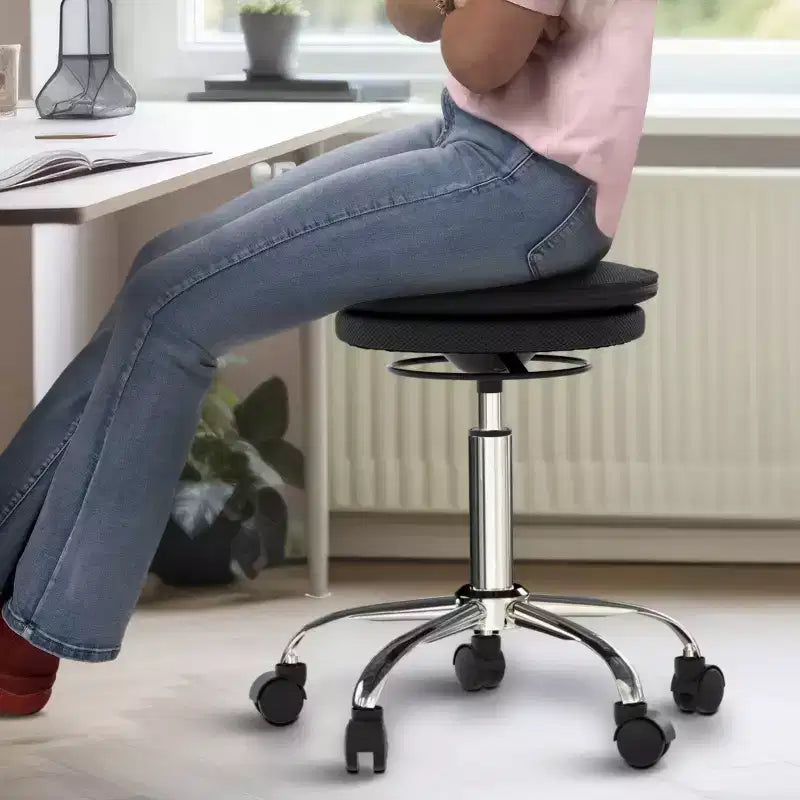 Sgabello ergonomico con ruote e altezza regolabile – Sedia da ufficio senza braccioli con seduta imbottita