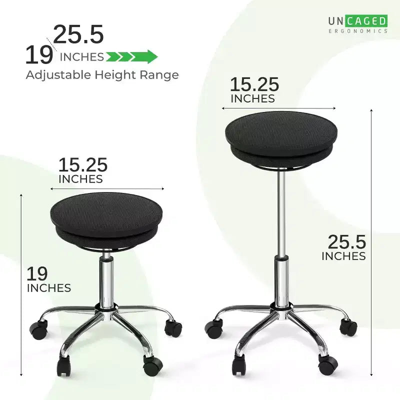 Sgabello ergonomico con ruote e altezza regolabile – Sedia da ufficio senza braccioli con seduta imbottita