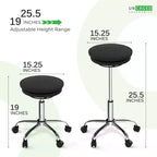 Sgabello ergonomico con ruote e altezza regolabile – Sedia da ufficio senza braccioli con seduta imbottita