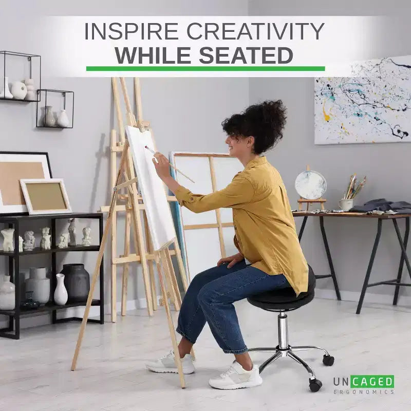 Sgabello ergonomico con ruote e altezza regolabile – Sedia da ufficio senza braccioli con seduta imbottita