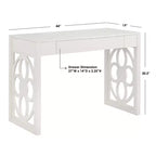 Scrivania con cassetto e gambe con pannello floreale – Bianco Antico, 111,76 cm di larghezza