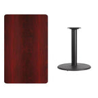 Piano tavolo rettangolare in laminato 30'' x 48'' con base rotonda da 24''