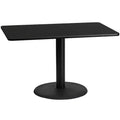Piano tavolo rettangolare in laminato 30'' x 48'' con base rotonda da 24''