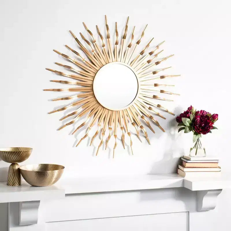 Specchio da parete a raggiera con cornice in MDF