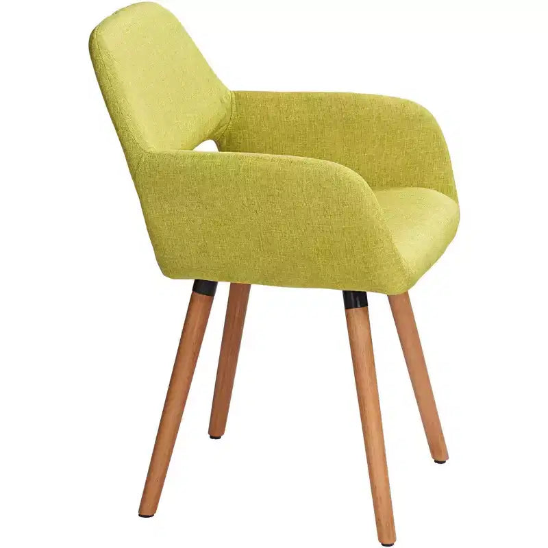 Sedia da pranzo moderna di metà secolo in tessuto verde