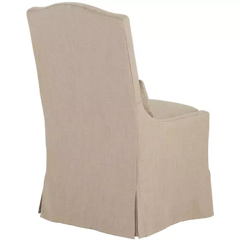 Sedia da pranzo imbottita con fodera e rotelle, color sabbia