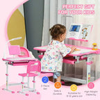 Set Tavolo e Sedie per Bambini con Lampada LED USB e Cassetto Contenitore