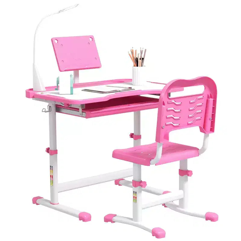 Set Tavolo e Sedie per Bambini con Lampada LED USB e Cassetto Contenitore