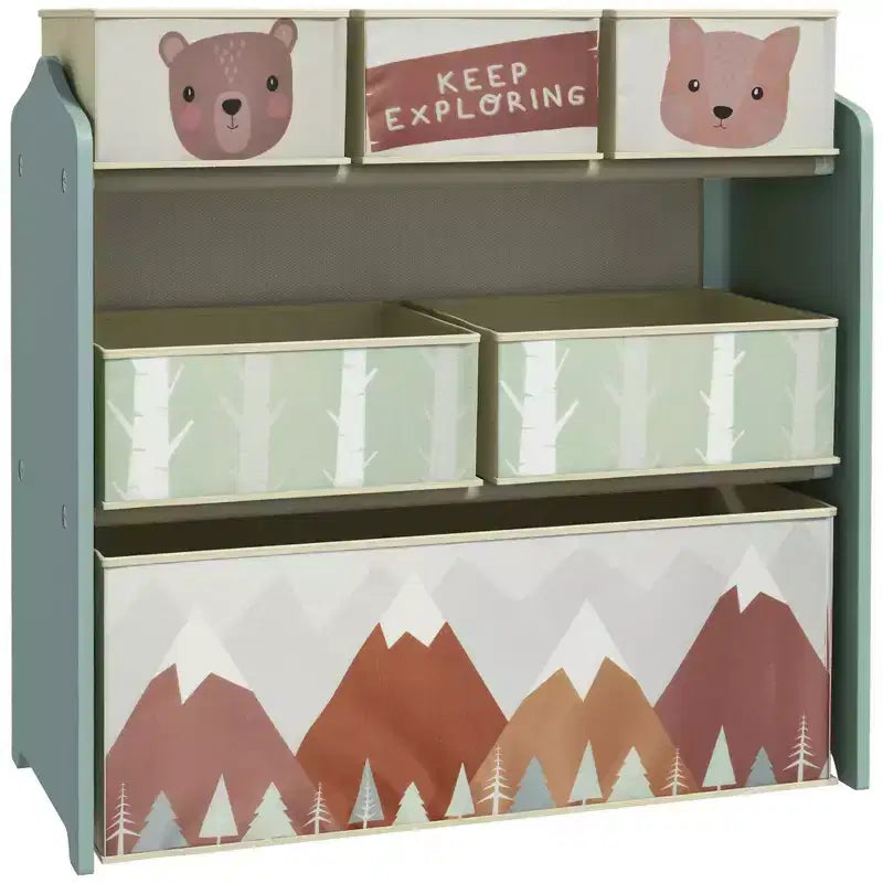 Qaba Toy Organizer with 6 Storage Bins, Kids Storage Unit for Bedroom, Kids Room, 25 x 12 x 26