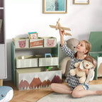 Organizzatore di giocattoli con 6 contenitori, unità di archiviazione per bambini per camera da letto, 63,5 x 30,5 x 66 cm