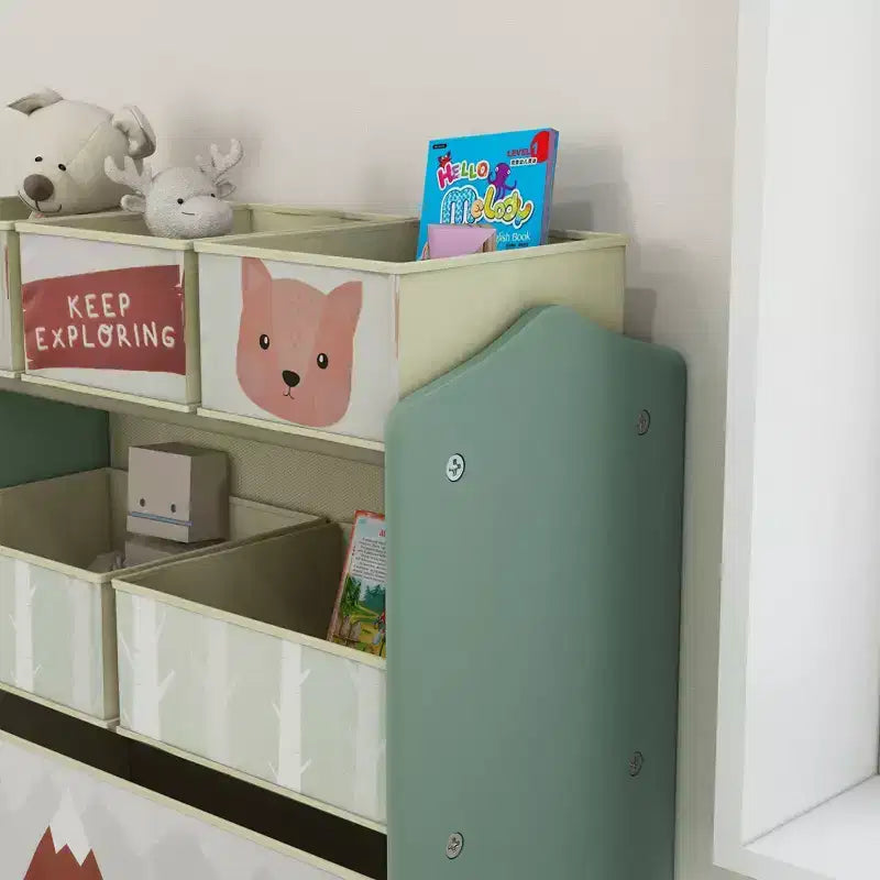Organizzatore di giocattoli con 6 contenitori, unità di archiviazione per bambini per camera da letto, 63,5 x 30,5 x 66 cm