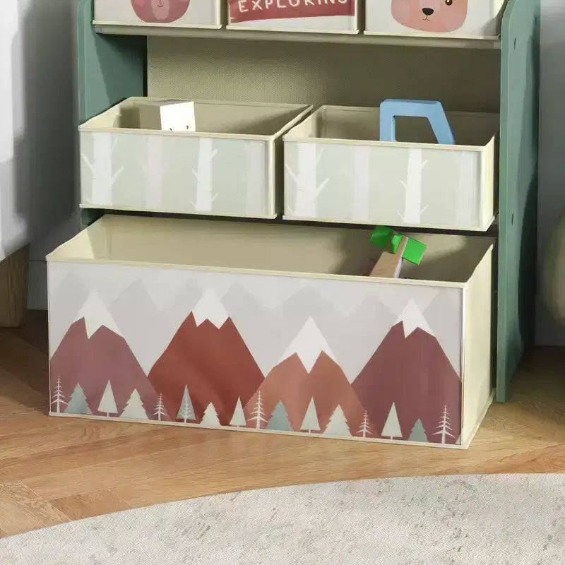 Organizzatore di giocattoli con 6 contenitori, unità di archiviazione per bambini per camera da letto, 63,5 x 30,5 x 66 cm