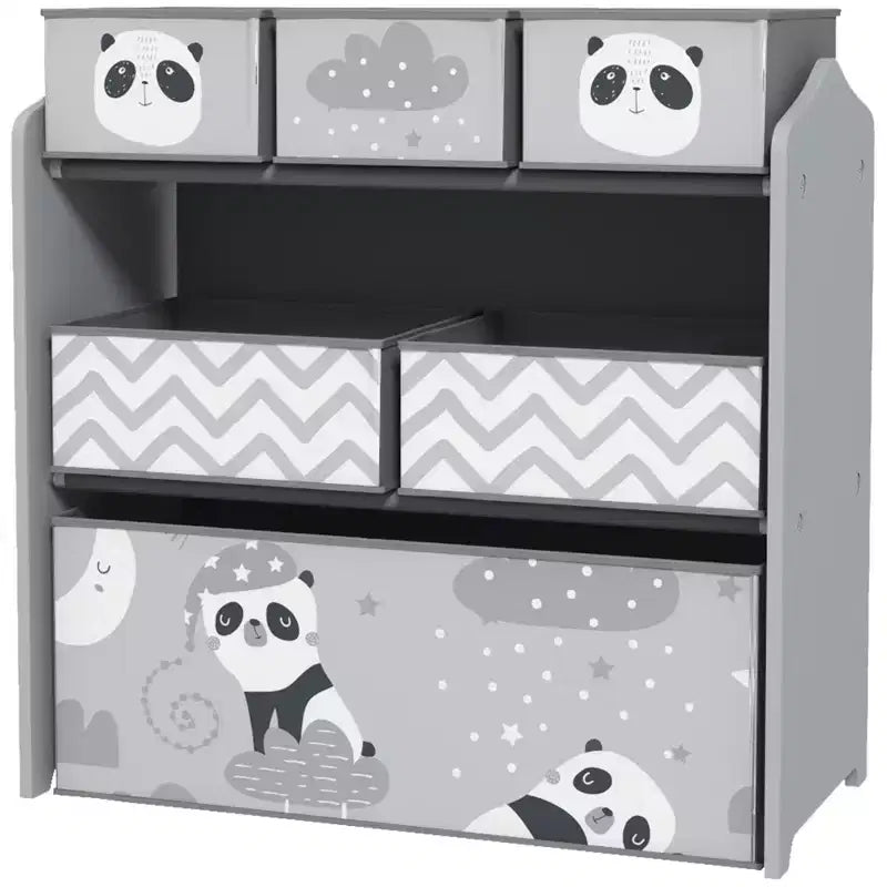 Organizzatore di giocattoli con 6 contenitori, unità di archiviazione per bambini per camera da letto, 63,5 x 30,5 x 66 cm