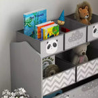 Organizzatore di giocattoli con 6 contenitori, unità di archiviazione per bambini per camera da letto, 63,5 x 30,5 x 66 cm