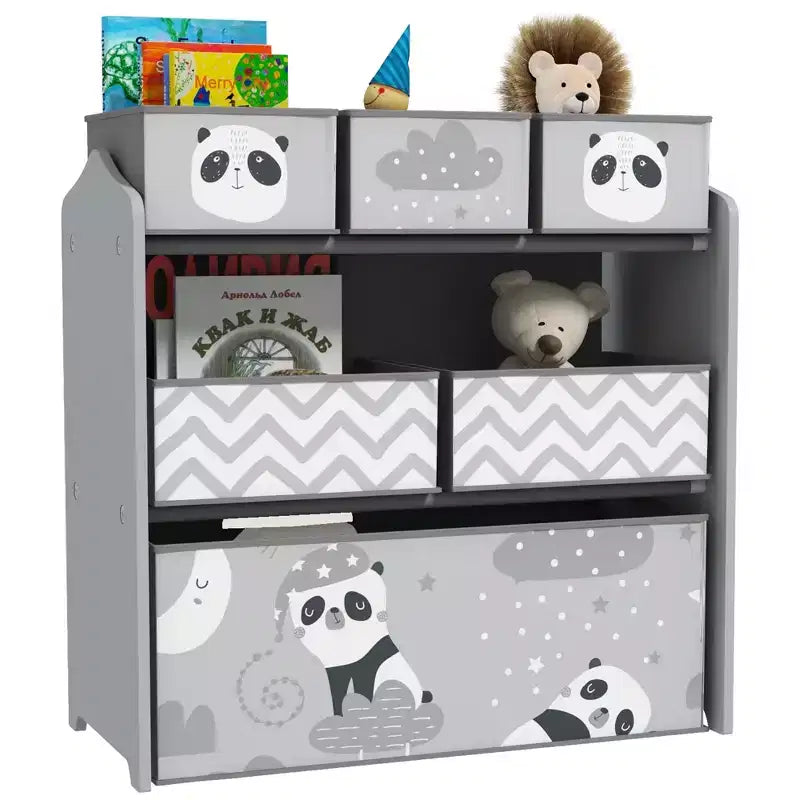 Organizzatore di giocattoli con 6 contenitori, unità di archiviazione per bambini per camera da letto, 63,5 x 30,5 x 66 cm
