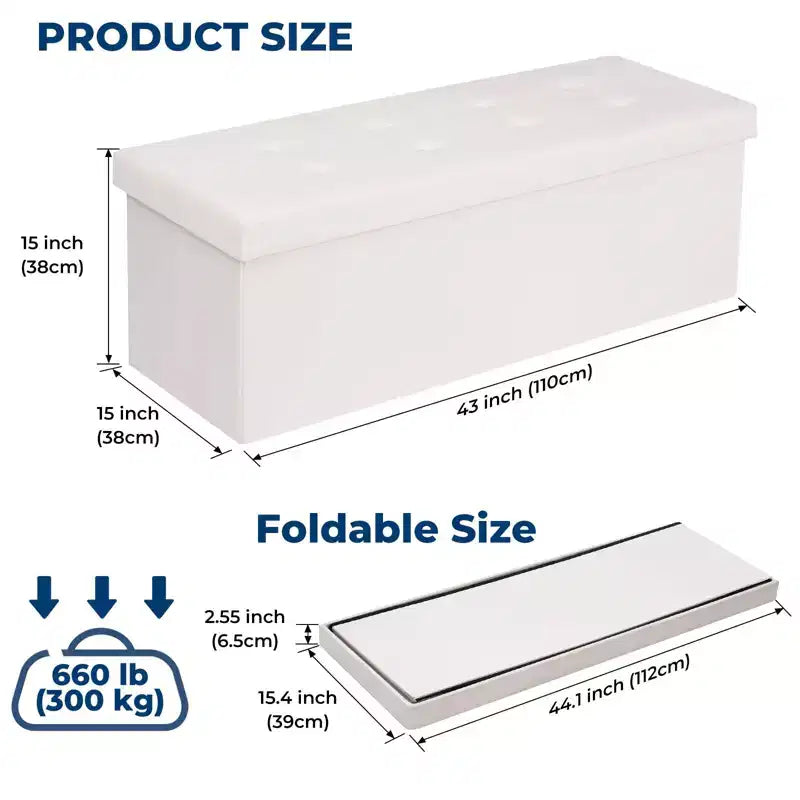 Panca Pouf Contenitore Pieghevole in Velluto da 43" con Cofanetto Giocattoli, Supporta fino a 300 kg