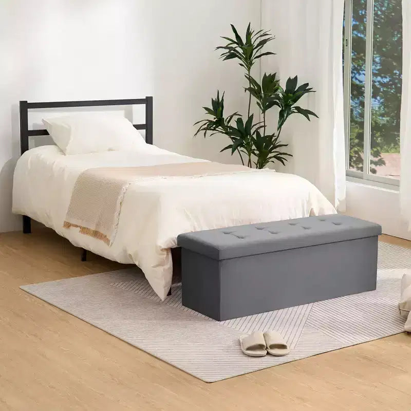 Panca Pouf Contenitore Pieghevole in Velluto da 43" con Cofanetto Giocattoli, Supporta fino a 300 kg